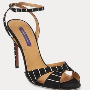Ralph Lauren Collection Kandice Embellished Goat-Suede Sandal Sz 39